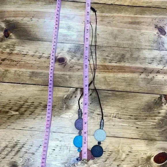 Bohemian lava stone and bead expansion necklace with silver tone accent - Picture 9 of 10